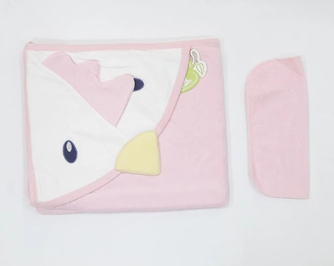 Roze peškir za kupanje pile 90X90 3323 - pamučni peškir za bebe